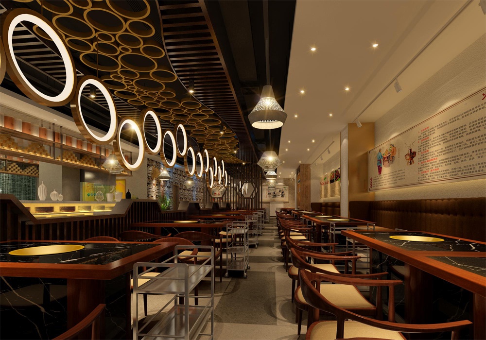 新中式餐飲店裝潢設計效果-第5張圖片-上海古都建筑設計集團