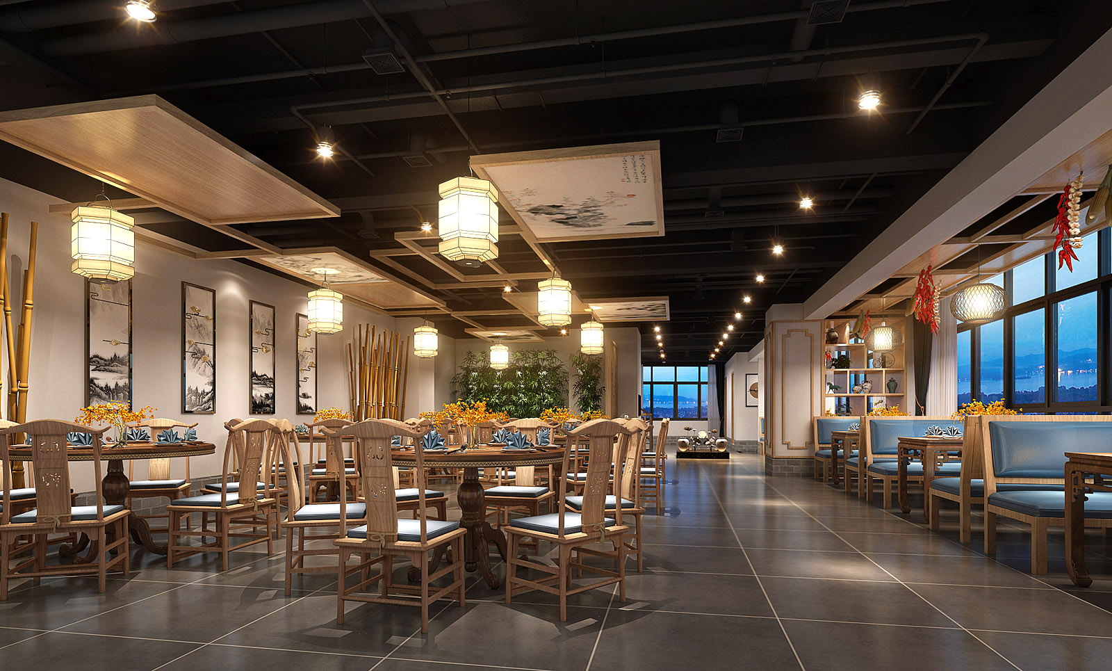 浦東張江210平中餐廳設(shè)計(jì)效果-第2張圖片-上海古都建筑設(shè)計(jì)集團(tuán)