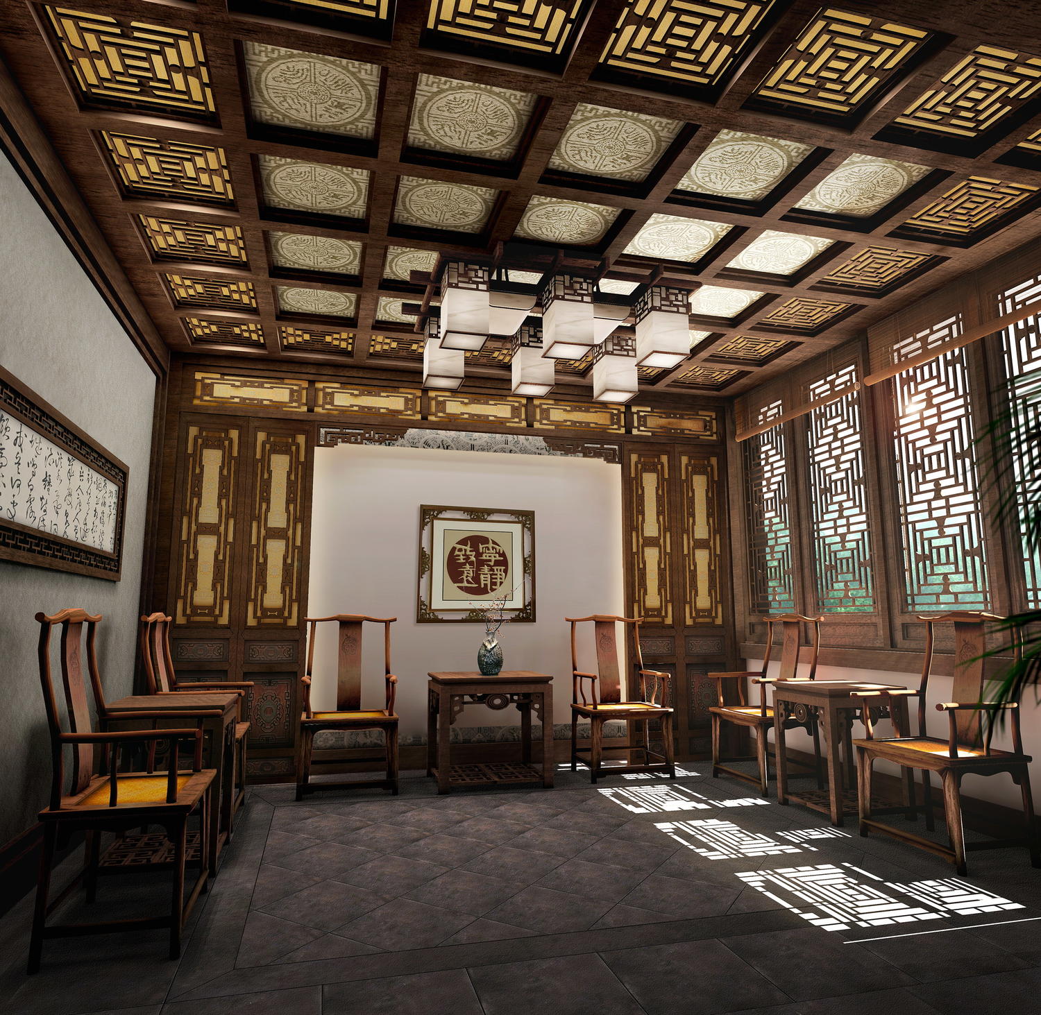 徐匯區180平辦公室裝修四合院風格設計-第4張圖片-上海古都建筑設計集團 徐匯區180平辦公室裝修四合院風格設計-第4張圖片-上海古都建筑設計集團