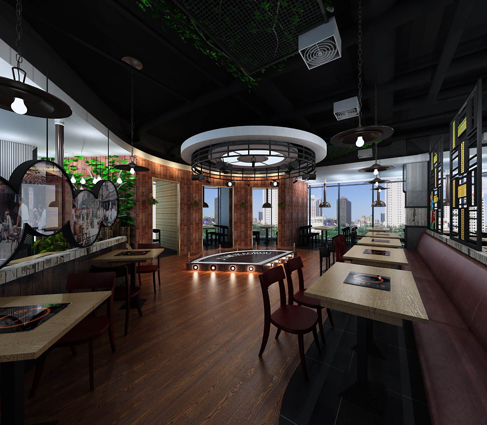 原木風格烤肉店裝修設計-第1張圖片-上海古都建筑設計集團