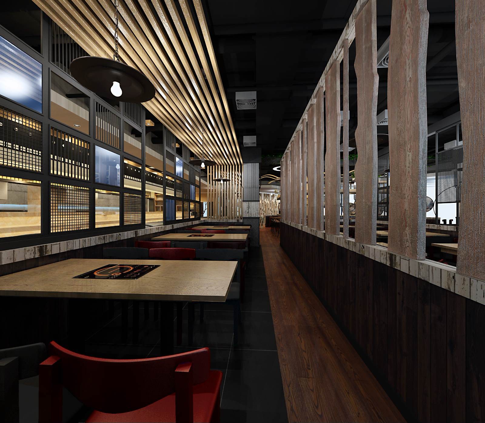 原木風格烤肉店裝修設計-第2張圖片-上海古都建筑設計集團