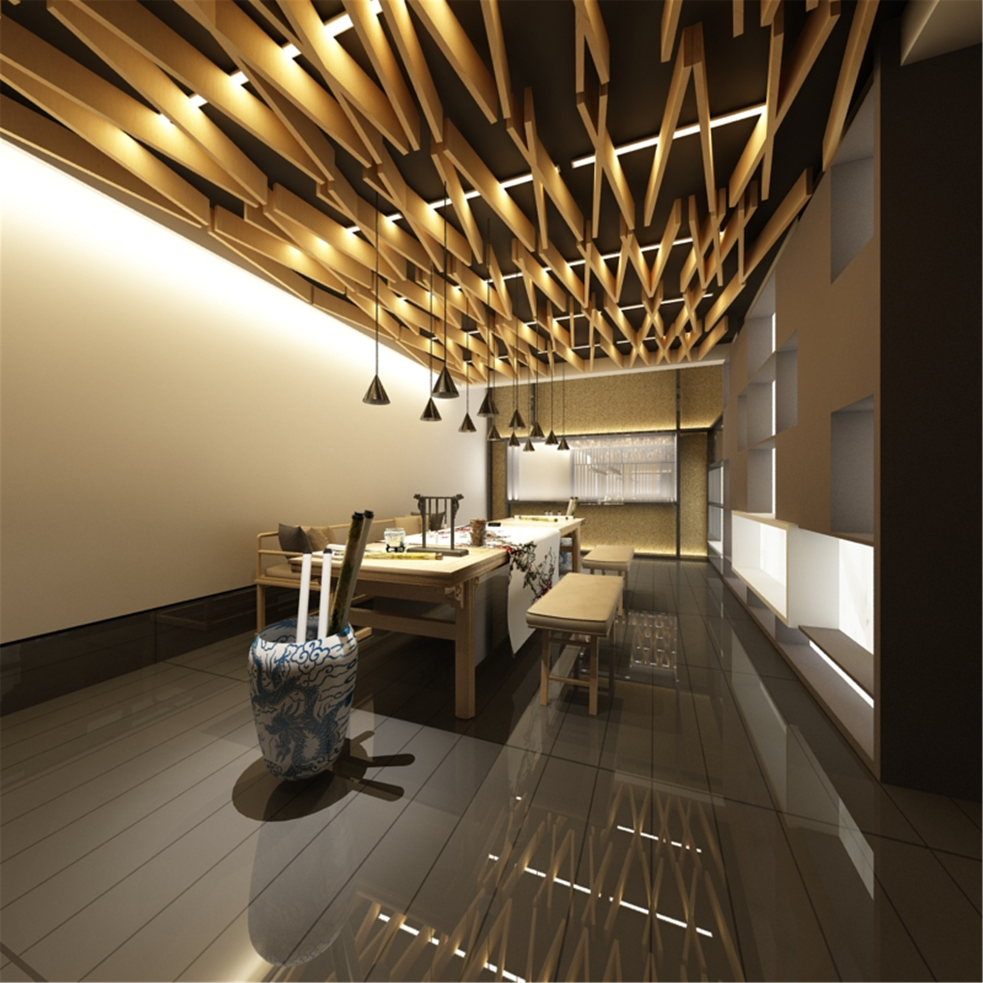 黃浦區復古中式茶館裝修設計-第1張圖片-上海古都建筑設計集團