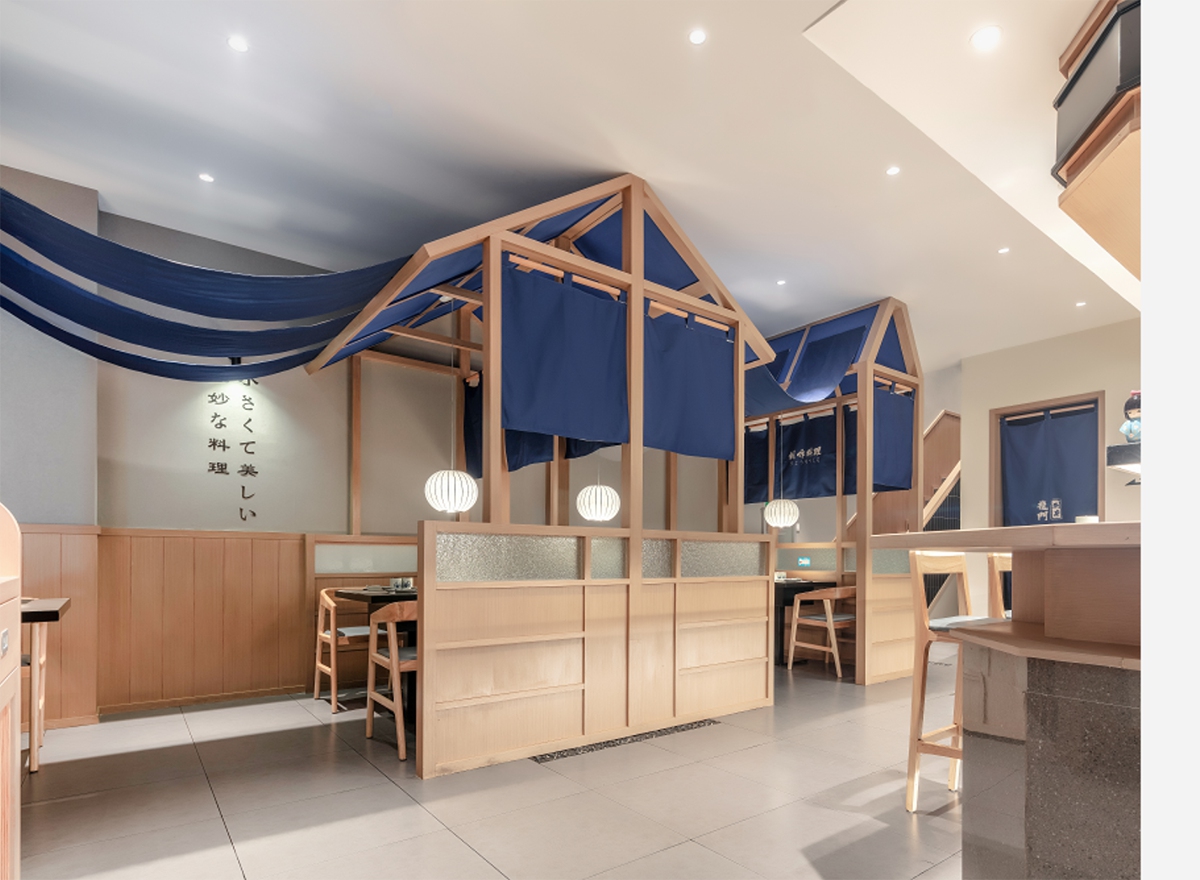 自然原木日式餐廳裝修設計-第2張圖片-上海古都建筑設計集團