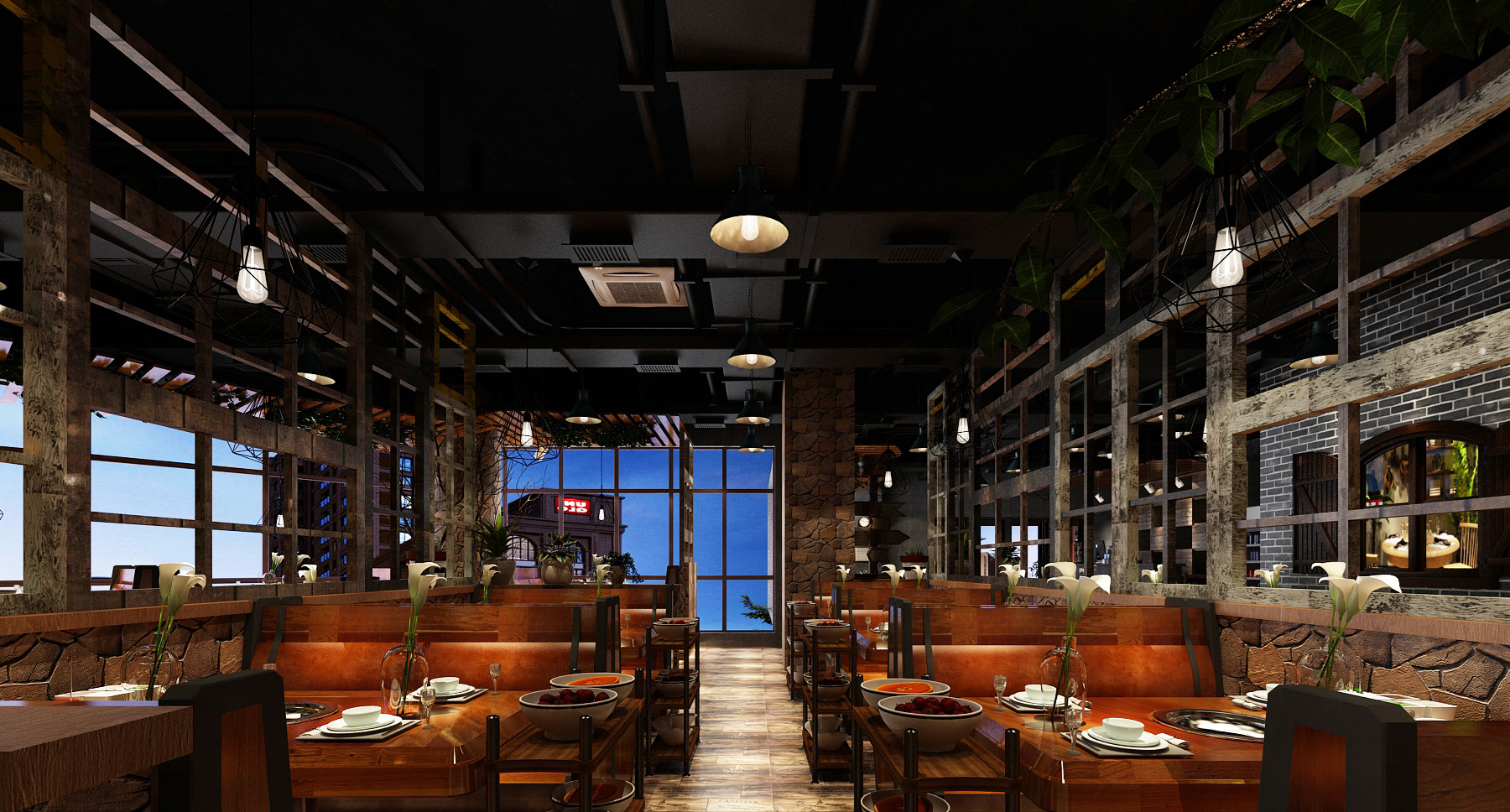 復古工業風火鍋店裝修設計-第2張圖片-上海古都建筑設計集團