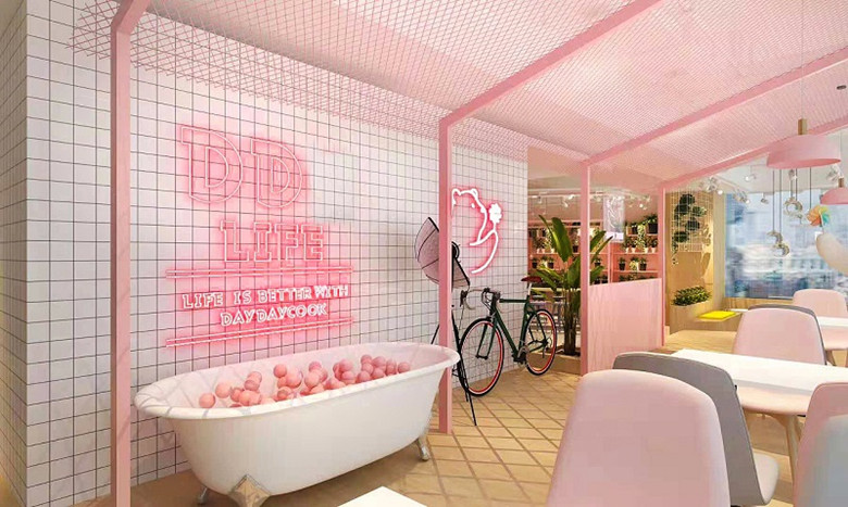 網(wǎng)紅餐飲店鋪裝修設計效果圖展示-第3張圖片-上海古都建筑設計集團